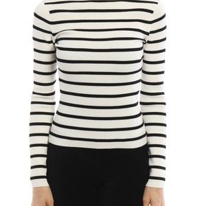 Theory boat/bateau neck fitted sweater with deep V back